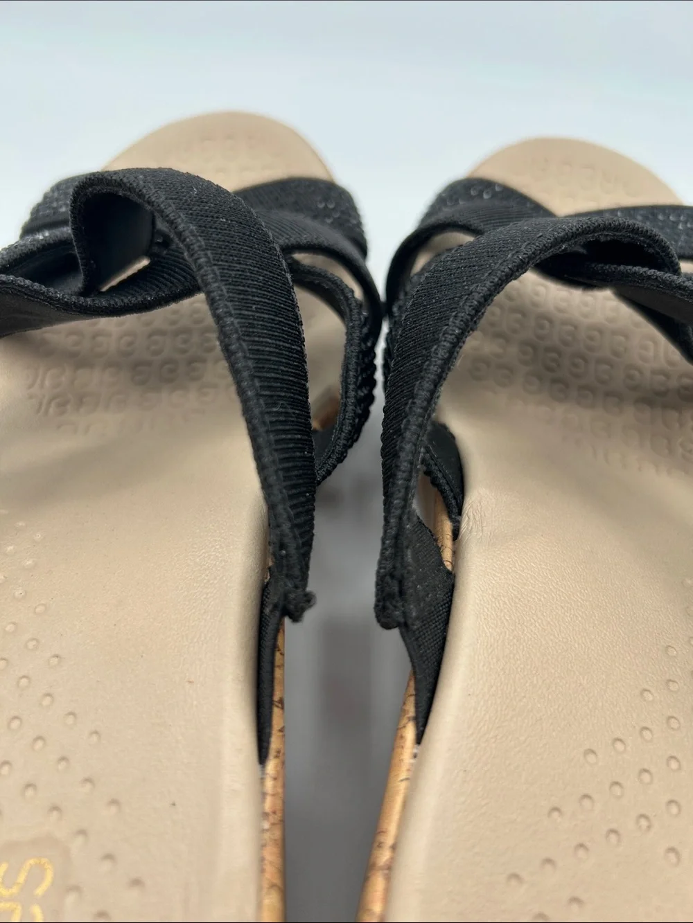 Bzees Black Wedge Sandals with Crisscross Sparkle Straps